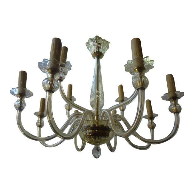 Murano Glass Two Tiered Chandelier by Seguso For Sale
