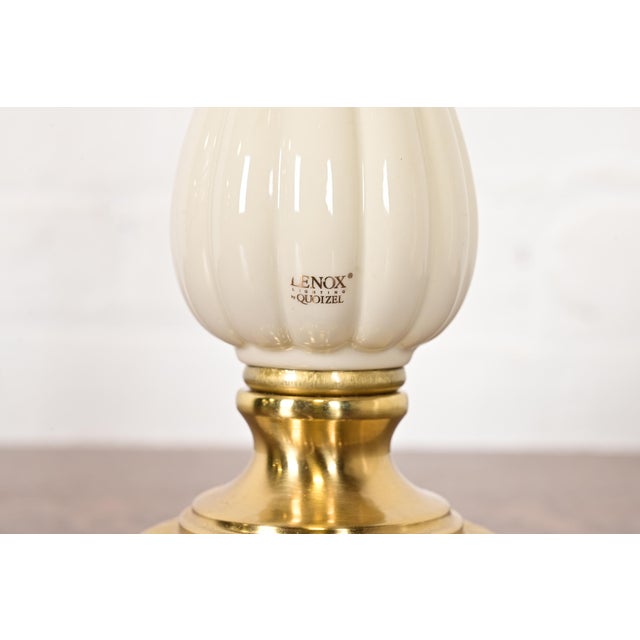 Lenox Lighting by Quoizel Hollywood Regency Porcelain and Brass Table Lamps, Pair For Sale - Image 10 of 13