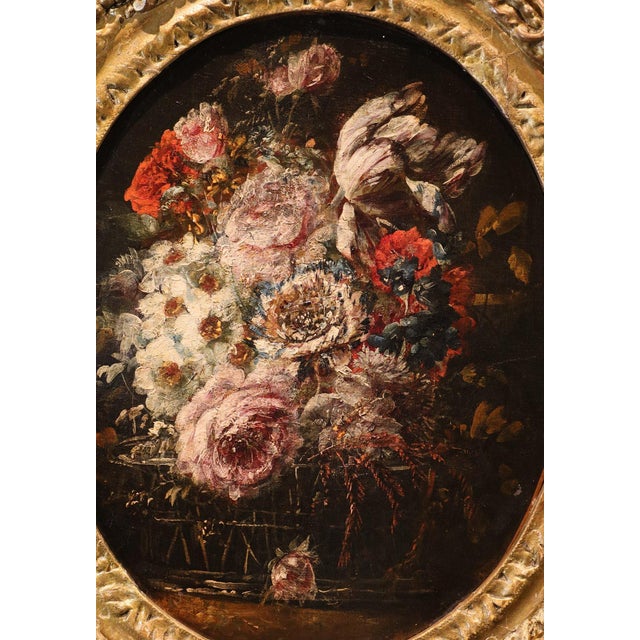 Workshop of Margherita Caffi, Still Lifes of Flowers, 1700, Oil on Canvases, Set of 2 For Sale - Image 8 of 16