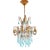 Vintage Gilt Metal Italian Chandelier With Blue Opaline Crystals For Sale