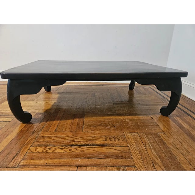 Chinese Black Lacquer Low Table With Mother of Pearl Inlay - 1940s Ming Style, Japanese-American Provenance For Sale - Image 4 of 10