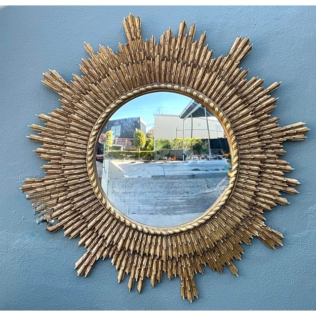 Gold Vintage Gilt Starburst Mirror For Sale - Image 8 of 12