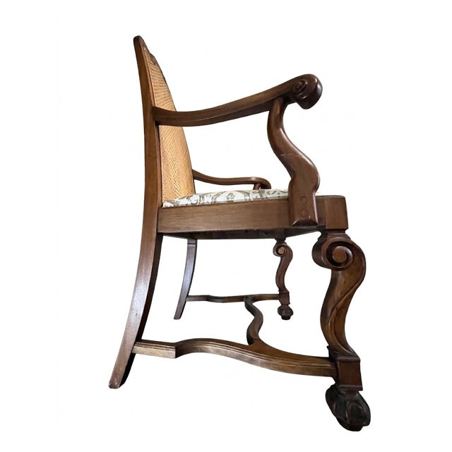 Brown Pair of Early 20th Century Louis XV Style Walnut Cane-Back Accent Chairs For Sale - Image 8 of 18