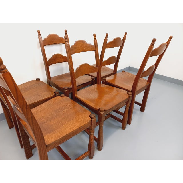 Vintage Brutalist Chairs in Oak Wood, 1960s, Set of 6 For Sale - Image 15 of 18