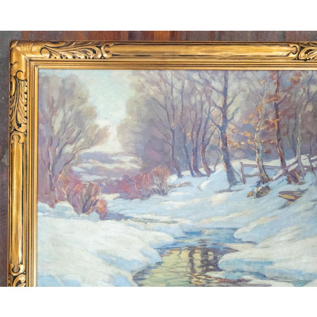 American 20th Century American Vermont Winter Landscape Painting by Thomas R. Curtin For Sale - Image 3 of 15
