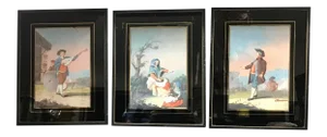 Early 19th Century Neapolitan Gouache on Paper - Set of 3
