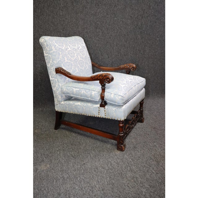 Rococo Rococo Style Carved and Upholstered Lounge Chair For Sale - Image 3 of 7