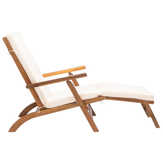 Palmdale Lounge Chair, Natural Wood/Beige Cushion For Sale - Image 11 of 13