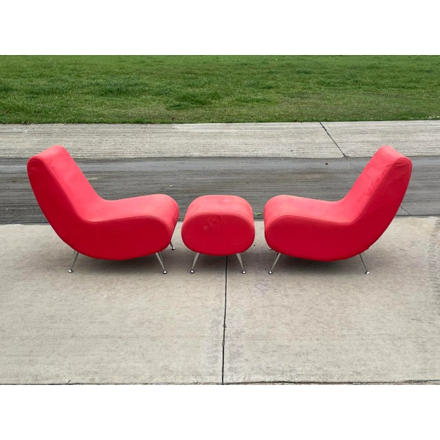 Metal Mid Century Modern Lounge Chairs & Ottoman - 3 Pieces For Sale - Image 7 of 11