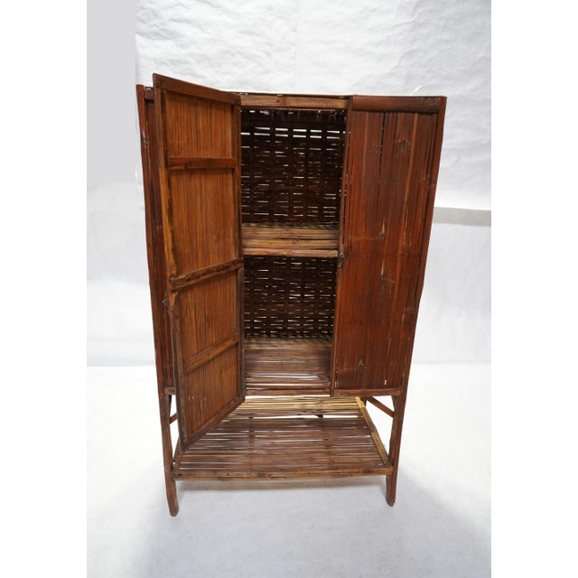 Mid 20th Century Antique Split Bamboo Cabinet For Sale - Image 5 of 16