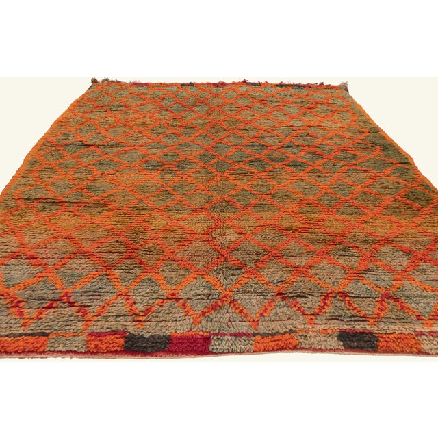 Tribal Vintage Boujad Moroccan Rug, 04'07 X 07'05 For Sale - Image 3 of 10