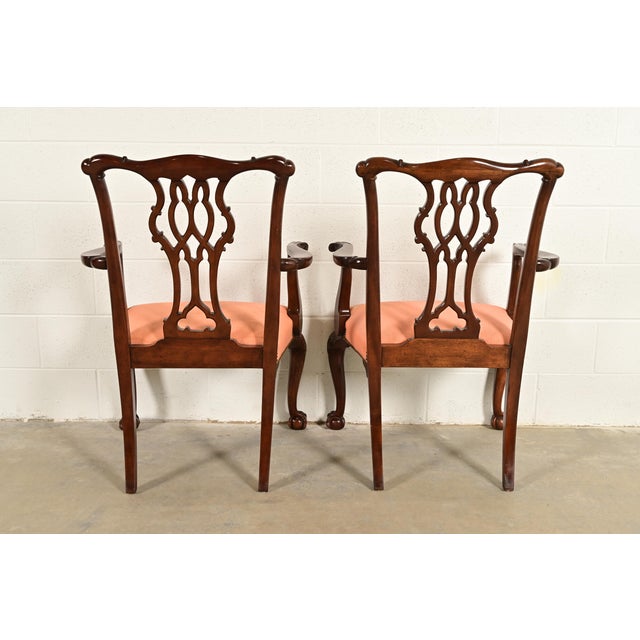 Baker Furniture Chippendale Carved Mahogany Dining Chairs, Set of Ten For Sale - Image 11 of 12