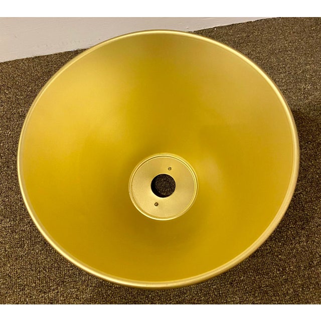 One of a kind Vintage Italian Hand Painted Metal Lamp Shade, warm wheat exterior with chocolate brown botanical design,...