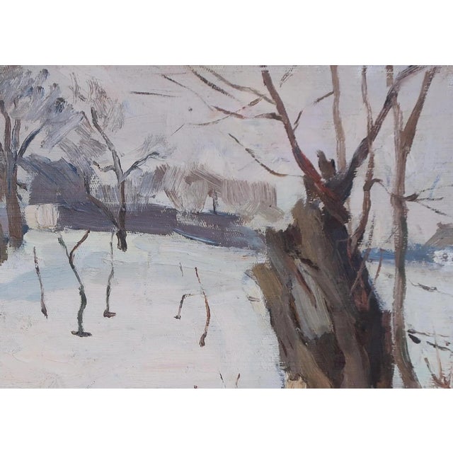 Realism Vintage Winter Landscape Painting, Ukrainian Art, 1970s 35-50 For Sale - Image 3 of 6