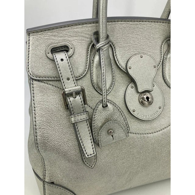 Contemporary Ralph Lauren Silver Leather Rickey Bag For Sale - Image 3 of 11