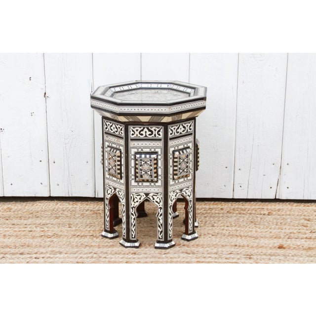 Vintage Black & White Marquetry Side Table For Sale - Image 10 of 10