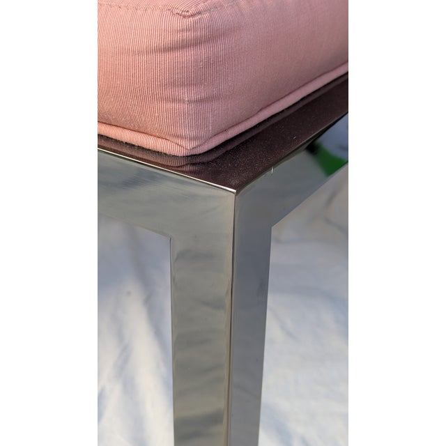 Pink Pair of 1985 Design Institute of America Chrome Ming Armchairs on Casters For Sale - Image 8 of 12