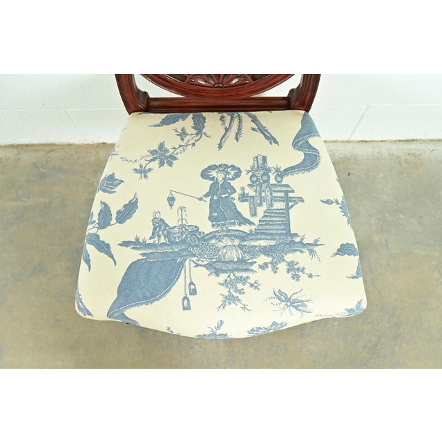 Wood Baker Furniture Historic Charleston Federal Carved Mahogany Shield Back Dining Chairs, Set of Four For Sale - Image 7 of 13