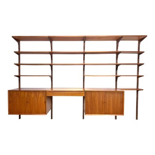 Mid Century Danish Modern Cado Teak Wall Shelving Unit by Poul Cadovius For Sale