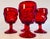 Vintage 1960s Red Cubist Glass Water Stems - Set of 4 Add a dramatic pop of mid-century flair to your bar cart or dining...