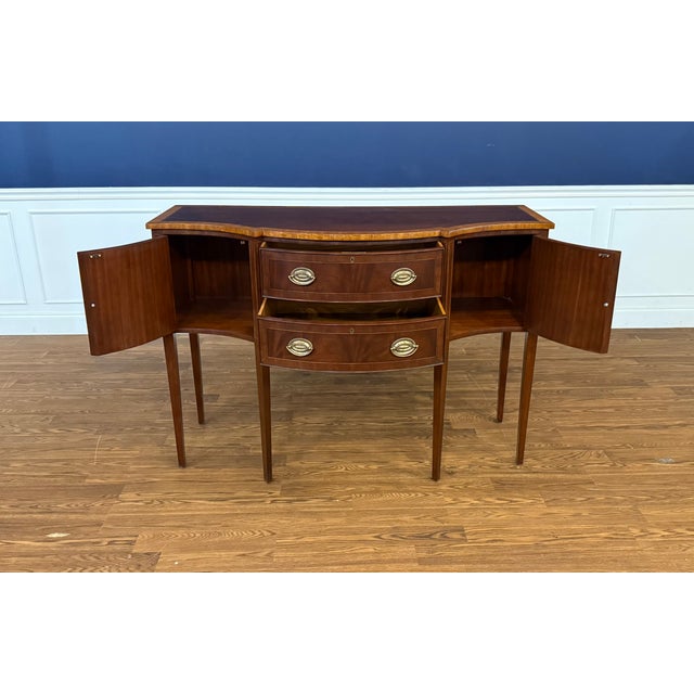 Brown 56” Hepplewhite Style Sideboard by Leighton Hall - Showroom Sample For Sale - Image 8 of 13