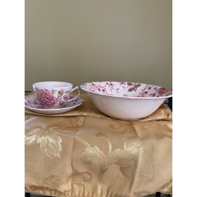 Late 20th Century Johnson Bros Original Hand Engraved Rose Chintz