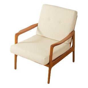 Wooden White Armchair, 1960s For Sale