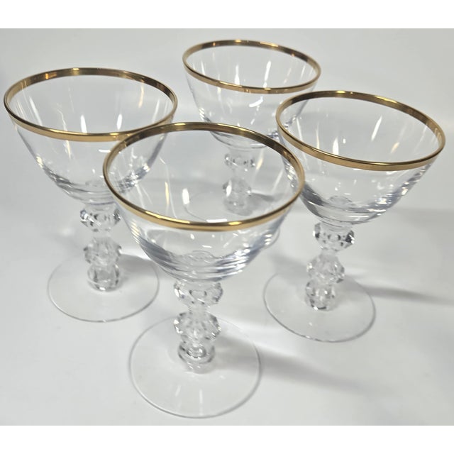 These gorgeous Hollywood regency goblets have it all- premium quality crystal, fantastically carved stems, perfectly...