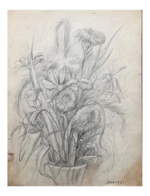 1925 William Palmer Iowa Still Life Drawing