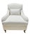 2020s Pair of Pearl White Bouclé Armchair With Rolled Arms and Brass Casters For Sale - Image 5 of 6