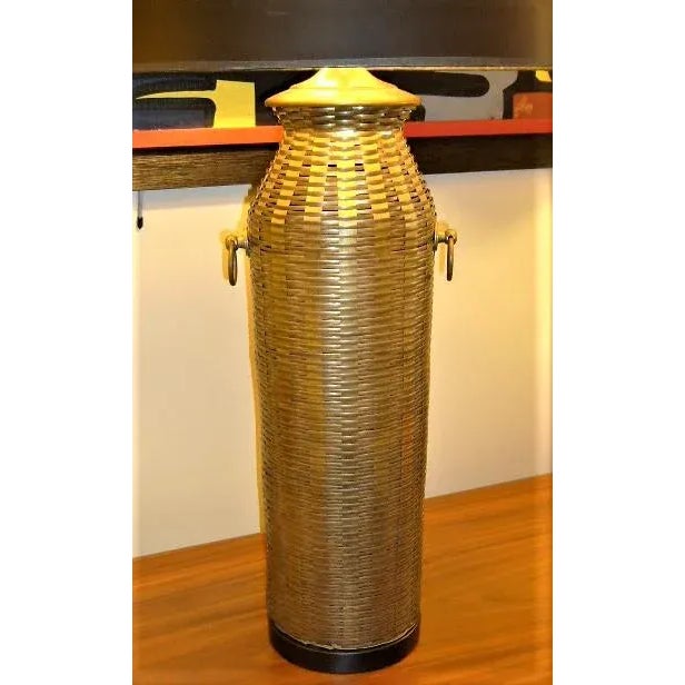 Brass 1976 Modern Chapman Lamp Tall Woven Brass Vase Shaped Table Lamp For Sale - Image 8 of 12