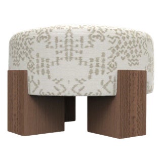 Cassette Pouf in Outside Kolymbetra Beige Fabric and Smoked Oak by Alter Ego for Collector For Sale