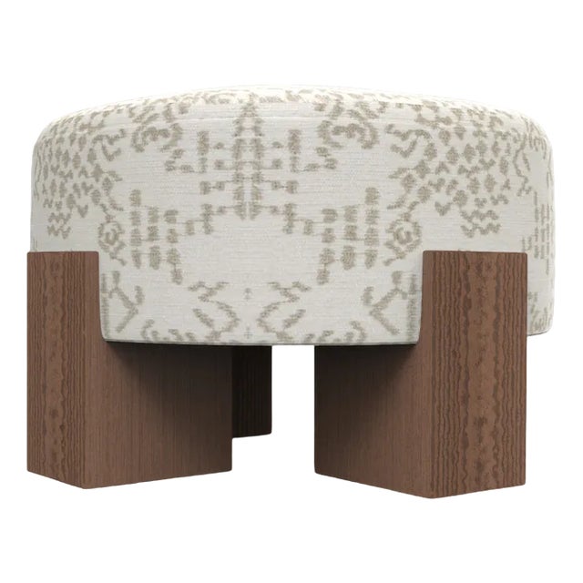 Cassette Pouf in Outside Kolymbetra Beige Fabric and Smoked Oak by Alter Ego for Collector For Sale