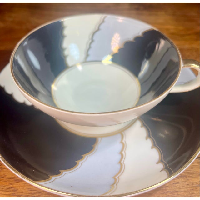 Mid-Century Modern Vintage Diamond China (Occupied Japan) Cup & Saucer For Sale - Image 3 of 8