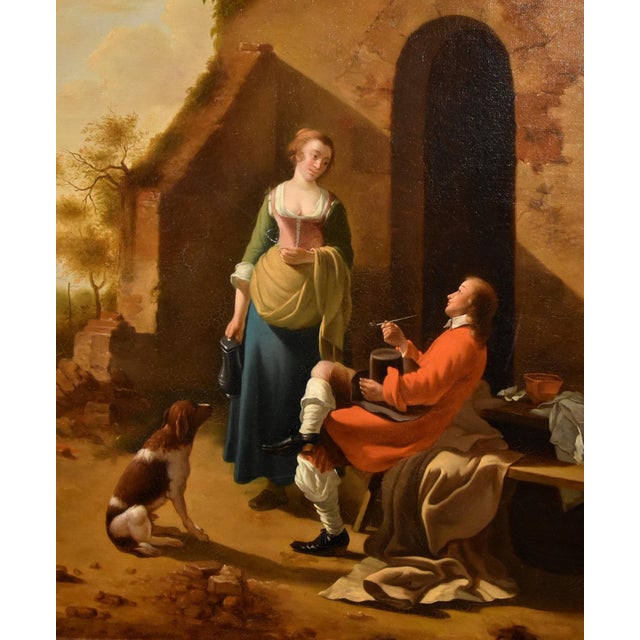 Rococo Follower of Jan Vermeer d'Utrecht, Genre Scene, 1750, Oil on Canvas, Framed For Sale - Image 3 of 12