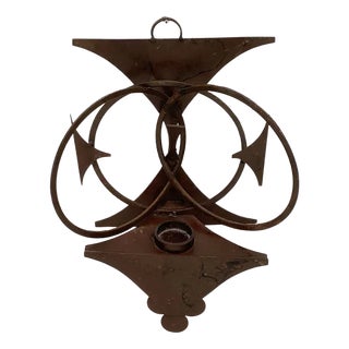 Mid-Century Danish Brutalist Metal Wall Sculpture and Candle Holder by Henrik Horst, 1960s For Sale