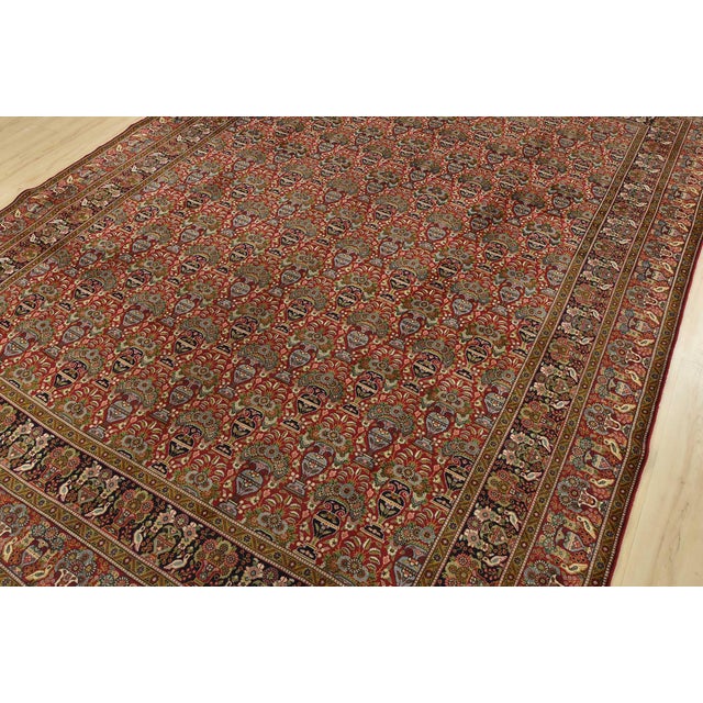 Farmhouse Tabriz Rug 8’1” X 10’11” Red Wool Vintage Traditional Hand-Knotted Carpet For Sale - Image 3 of 13