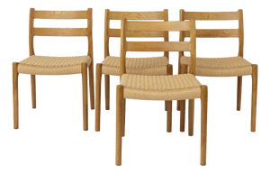 Vintage Danish Model 84 Dining Chairs in Oak by Niels Otto Møller for J.L. Møllers, 1970s, Set of 4