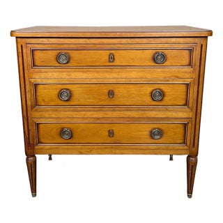 Antique French Commode Chest of Drawers Louis XVI Walnut Brass C1940 For Sale