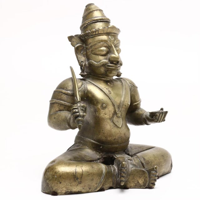 Dimensions: 11.0" W x 12.5" H x 7.0" D This is a metal statue of Shiva in Veerabhadhra* form - a ferocious warrior form of...