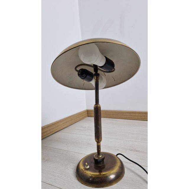 Metal Brass Table Lamp Double-Joint Adjustable Tilting Lampshade, 1950s For Sale - Image 7 of 13