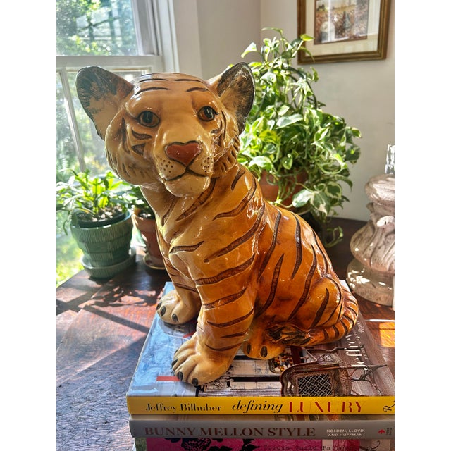 Bring a touch of Hollywood glamour and whimsical safari style to your interior with this vintage Marwal chalkware Bengal...