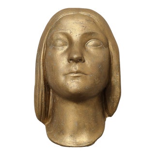 Art Deco Gilded Plaster Wall Plaque For Sale