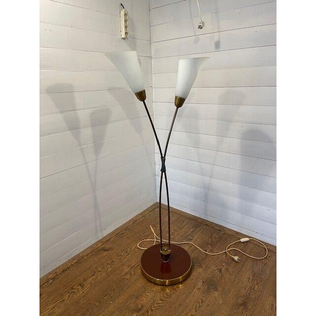 Vintage Standing Lamp in Brass and Enamel by Zukov, 1970 For Sale - Image 3 of 8