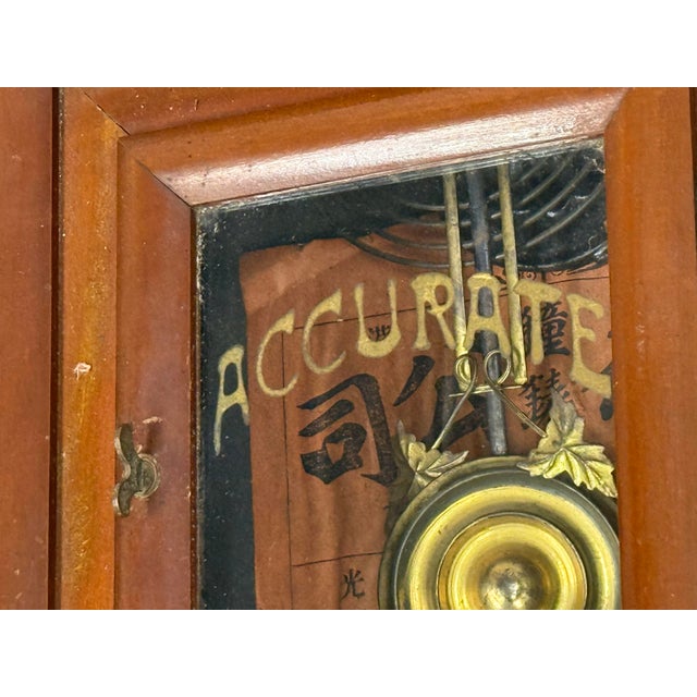 Brown Antique Meiji Clock Co. Octagonal Pendulum Wall Clock For Sale - Image 8 of 12