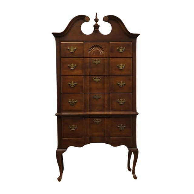 Brown Late 20th Century Universal Furniture Cherry Traditional Style 39" Pediment Highboy Chest 605-100 For Sale - Image 8 of 12