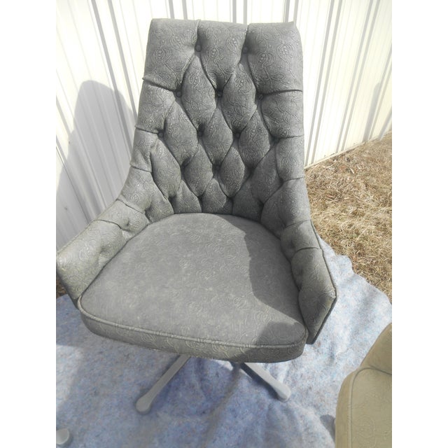 Vintage 1960-70's MCM Tufted Swivel Dining Chairs- Set of Four For Sale - Image 6 of 9