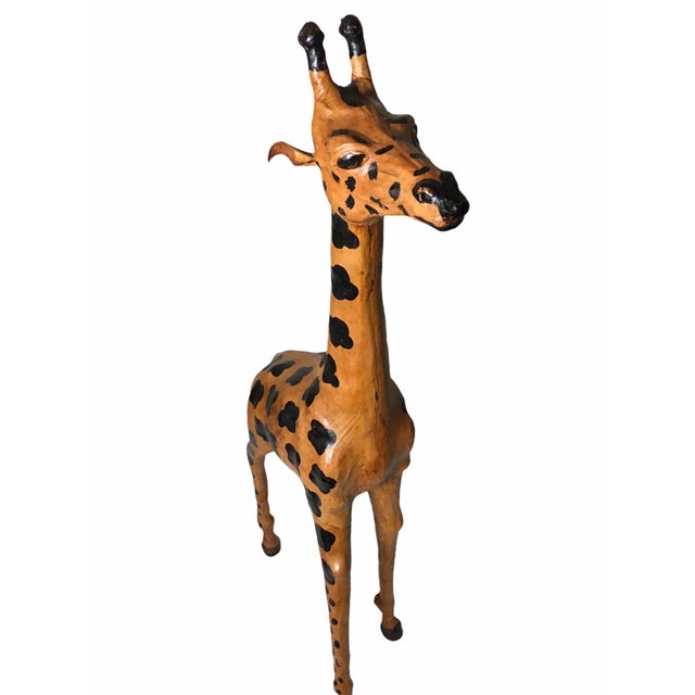 Vintage Leather-Clad Giraffe Figurine For Sale - Image 9 of 12