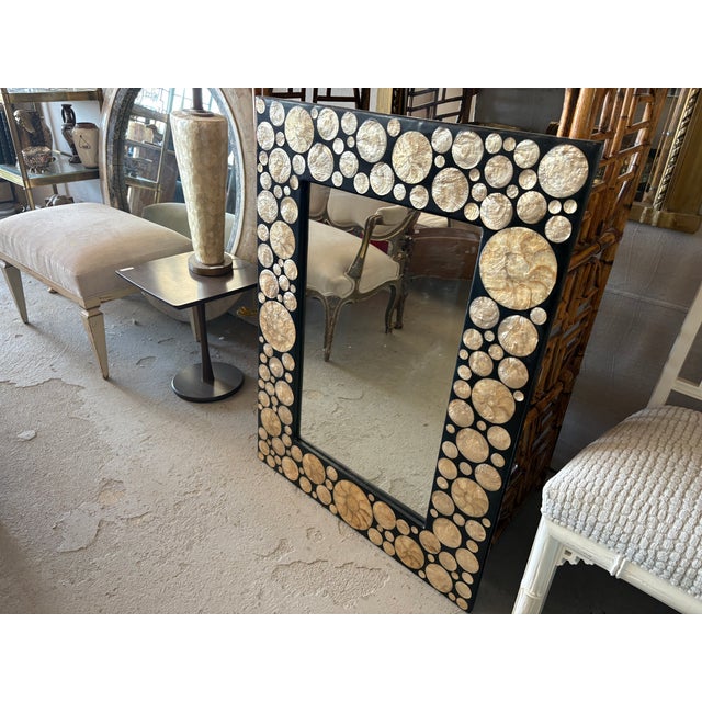 Post-Modern Mirror Inlaid With Capiz Shell For Sale - Image 13 of 13