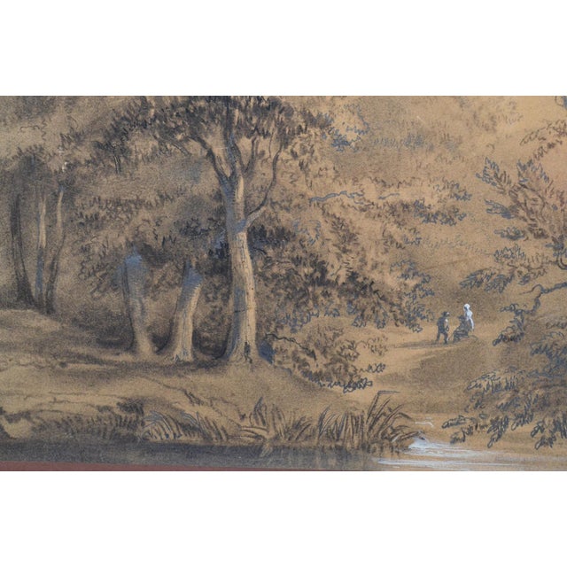 Attributed to Franz Joseph Manskirch (1768–1830) Romantic Charcoal and Pencil Drawing — Couple in a Woodland, 19th Century For Sale - Image 6 of 12